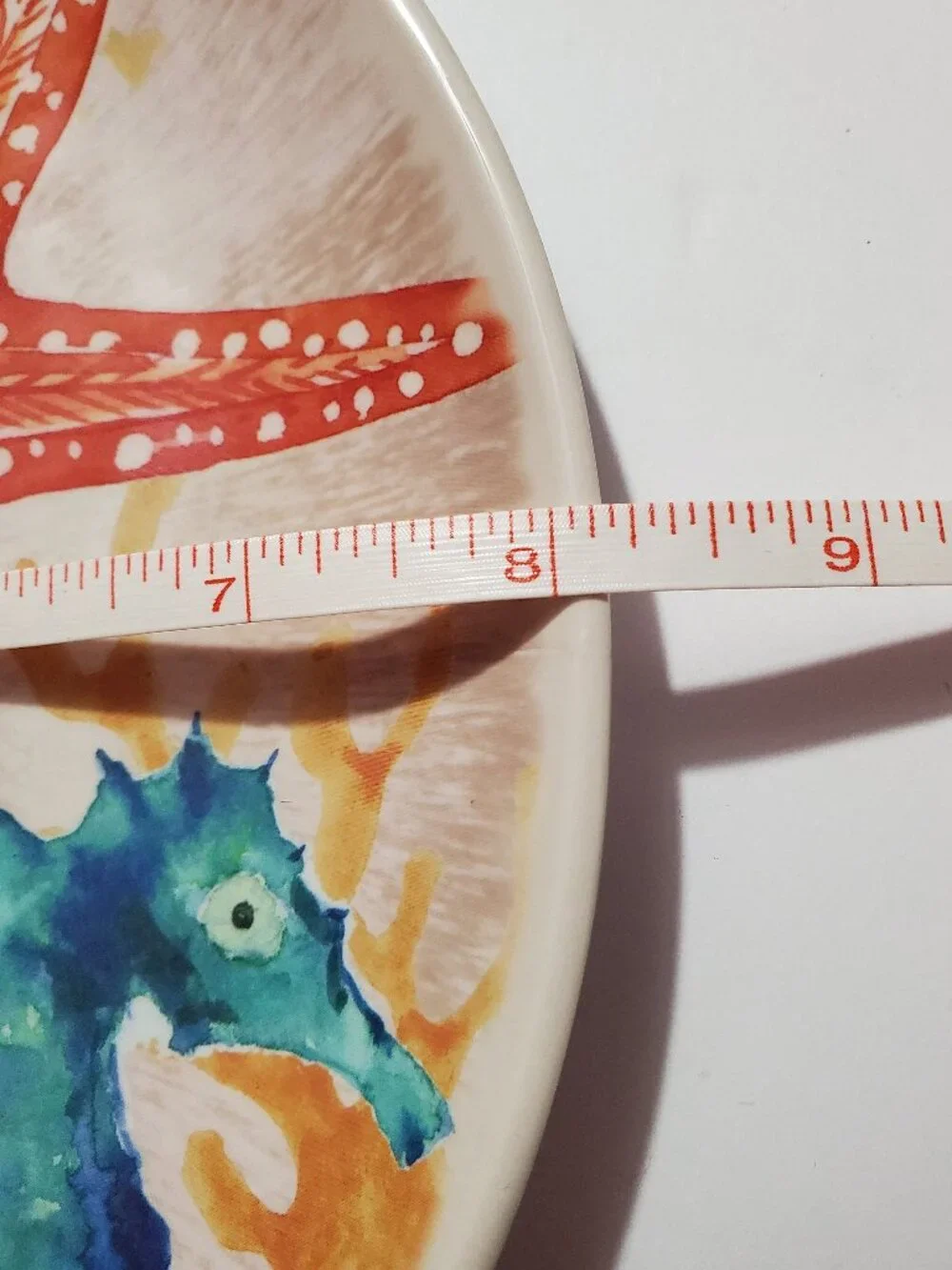 Seahorse Starfish Coral Melamine Set of 9 Plates